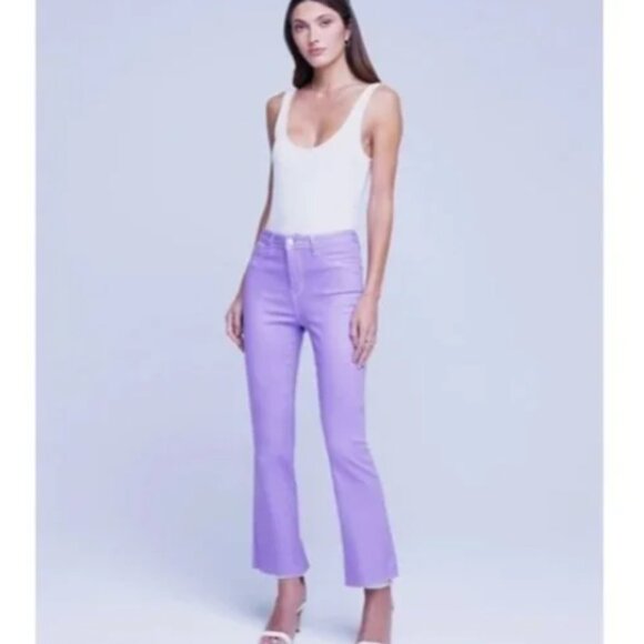 L'AGENCE Kendra High Rise Crop Flare Jeans In Orchid Natural Size 26 - Picture 1 of 10